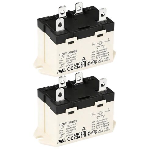 مرحل للأغراض العامة، RGF1OU615، 30 أمبير 100-120 فولت تيار متردد، اتصالات 4Pin SPST-NO، G7L-1A-TUB-CB-AC100/120، شهادة UL (1) in Kuwait