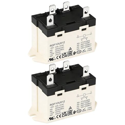 مرحل للأغراض العامة، RGF1OU615، 30 أمبير 100-120 فولت تيار متردد، اتصالات 4Pin SPST-NO، G7L-1A-TUB-CB-AC100/120، شهادة UL (1) in Kuwait