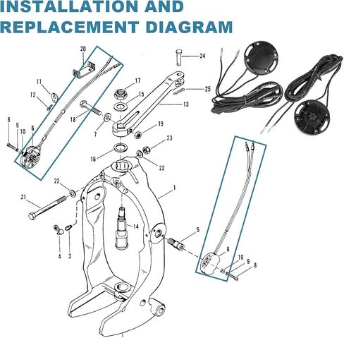Power Trim & Tilt Sender Limit Kit Replaces OEM 805320A03 805129A3 805130A2 18-7633 for MerCruiser MC-I R MR Alpha One Gen II Bravo Sterndrives, Dual Sensor Kit w/Harness in Kuwait