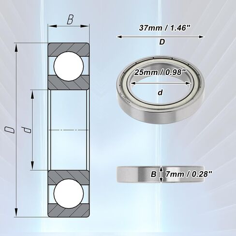 6805ZZ Deep Groove Ball Bearings P4 25x37x7mm Car Lubricated Bearings Silver Tone Double Metal Seal Stylish Design 2 Pcs in Kuwait