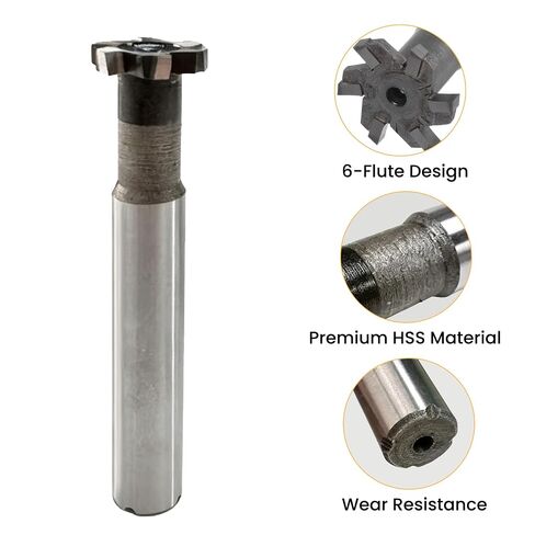 T-Slot Milling Cutter, 6Flutes 10mm Cutting 3mm Depth 6mm Shank High Speed Steel T Slot Router Bit Straight Shank Wood Milling Cutter for Wood Plastic DIY CNC Router Bits Cutting Tool in Kuwait