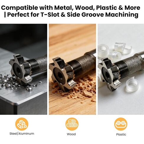 T-Slot Milling Cutter, 6Flutes 10mm Cutting 3mm Depth 6mm Shank High Speed Steel T Slot Router Bit Straight Shank Wood Milling Cutter for Wood Plastic DIY CNC Router Bits Cutting Tool in Kuwait