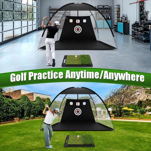 Golf Net 10x6.5FT, Foldable Golf Practice Hitting Net with Tri Turf Mat, Targets, Ball Collection, Bag & Balls for Backyard Driving, Chipping, Swing, Indoor Outdoor, Gifts for Dad. in Kuwait