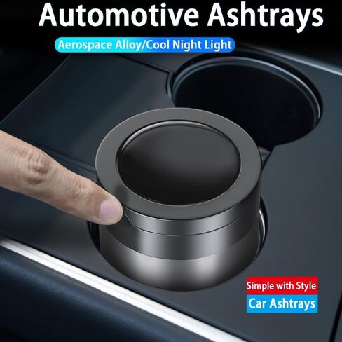 منفضة سجائر ، منفضة سجائر لا يدخن مع غطاء ، صينية رماد محمولة مع LED Auto Light ، لمعظم حامل كأس السيارات ، المكتب ، المنزل (الأسود) in Kuwait
