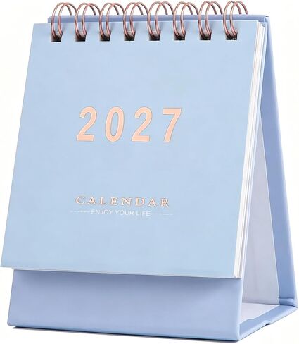 Mini Desk Calendar 2025-2026 - Standing Flip Monthy Small Desktop Calendar Runs from Now to Dec 2026-250 GSM Thick Paper Twin-Wire Binding for for Home School, or Office (Lake Blue) in Saudi Arabia