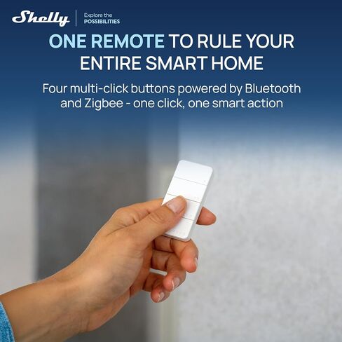 Shelly BLU RC Button 4 ZB، وحدة تحكم عن بعد ذكية تعمل بتقنية Bluetooth و Zigbee، 4 أزرار للتحكم عن بعد، أتمتة المنزل، نقرات متعددة، حامل مغناطيسي، خالي من الأسلاك، فتاحة باب المرآب، التحكم في الأضواء، التحكم في المشهد in Kuwait