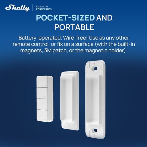 Shelly BLU RC Button 4 ZB، وحدة تحكم عن بعد ذكية تعمل بتقنية Bluetooth و Zigbee، 4 أزرار للتحكم عن بعد، أتمتة المنزل، نقرات متعددة، حامل مغناطيسي، خالي من الأسلاك، فتاحة باب المرآب، التحكم في الأضواء، التحكم في المشهد in Kuwait