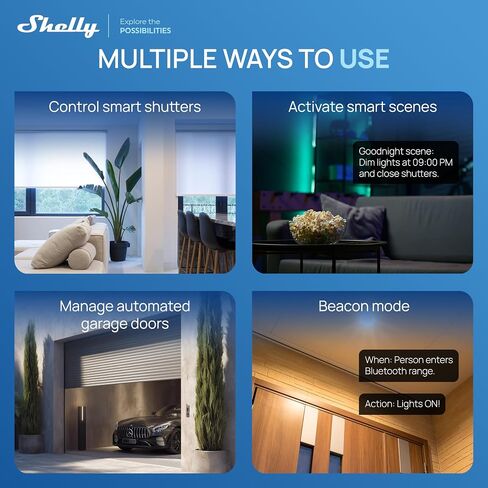 Shelly BLU RC Button 4 ZB، وحدة تحكم عن بعد ذكية تعمل بتقنية Bluetooth و Zigbee، 4 أزرار للتحكم عن بعد، أتمتة المنزل، نقرات متعددة، حامل مغناطيسي، خالي من الأسلاك، فتاحة باب المرآب، التحكم في الأضواء، التحكم في المشهد in Kuwait