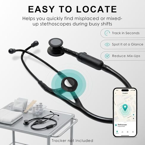 حامل تعقب سماعة الطبيب مكون من 3 قطع، متوافق مع سماعة الطبيب الرقمية EKO CORE 500 وLittmann CORE، متوافق مع AirTag الجيل الأول والثاني، للممرضات والأطباء in Kuwait