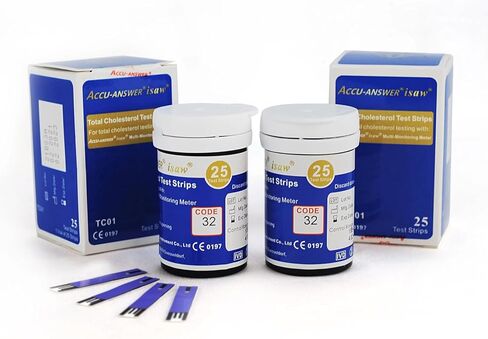 Test Strips for Cholesterol Test. Compatible with ACCU Answer 4 in 1 Multi-Monitoring System. 25 Test Strips. Meter NOT Included. in Kuwait