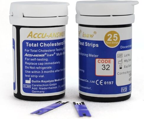 Test Strips for Cholesterol Test. Compatible with ACCU Answer 4 in 1 Multi-Monitoring System. 25 Test Strips. Meter NOT Included. in Kuwait
