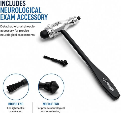 Primacare DH-3695 Tromner مطرقة منعكسة عصبية مع فرشاة مدمجة، مطرقة قرع تشخيصية طبية لاختبار الانعكاسات، أداة فحص الأعصاب للعيادات والممرضات والطوارئ والطلاب in Kuwait