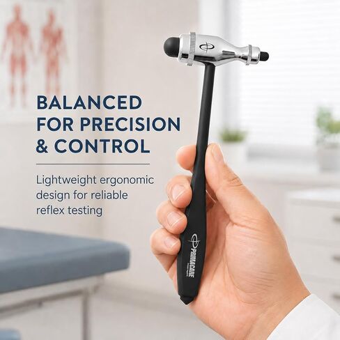 Primacare DH-3695 Tromner مطرقة منعكسة عصبية مع فرشاة مدمجة، مطرقة قرع تشخيصية طبية لاختبار الانعكاسات، أداة فحص الأعصاب للعيادات والممرضات والطوارئ والطلاب in Kuwait