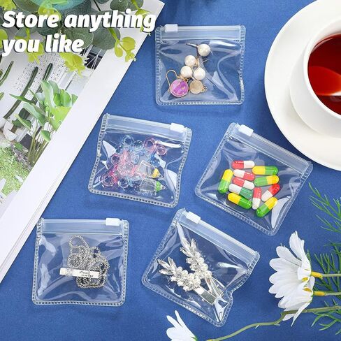 1Set/20Pcs Clear PVC Jewelry Storage Rolls, Reusable Zipper Bags for Jewelry, Accessories, Pill Organizer, and Travel Essentials - Waterproof, Lightweight, and Transparent Pouches in Kuwait