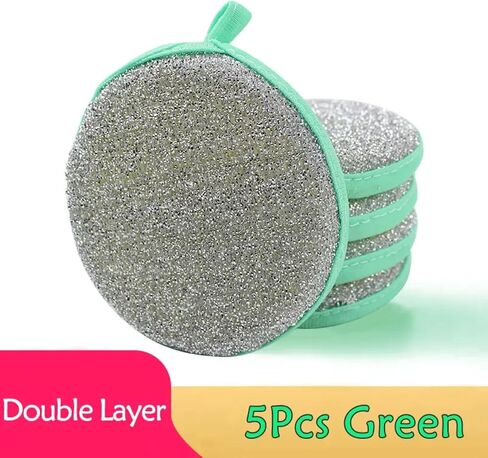 5pcs Double-Sided Dishwashing Sponges – Non-Scratch Pan & Pot Cleaning Tools – Durable Household Kitchen Scrubbers for Tableware - Yellow in Kuwait