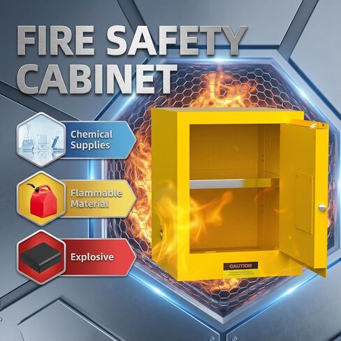 Explosion Proof Safety Cabinet Flammable Cabinet 16 Gallon Hazardous Chemical Storage Cabinet 18.1X18.1X35.4 Inch Piano Hinge Three Point Locking System Fireproof for Workplace in Kuwait