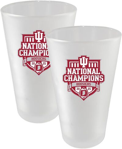 The Memory Company Officially Licensed NCAA National Football Champs 2025 2-Pack 16oz White Frosted Pint Glass Set, Direct Print, Indiana University Bloomington in Kuwait