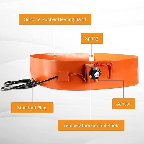 55 Gallon Barrel Heater - Metal Drum Heater with Adjustable Thermostat, Silicone Oil Heating Wrap, Electric Heat Pad for 200L Drum, 1250x1740mm, Efficient Heating Solution in Kuwait
