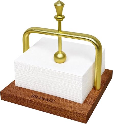 Napkin Holder for Table, Wooden Cocktail Napkin Holder with Golden Weighted Metal Arm, Farmhouse Square Napkin Dispenser for Kitchen Counter, Dining Table, Coffee Bar, Restaurant, Home Decor in Kuwait