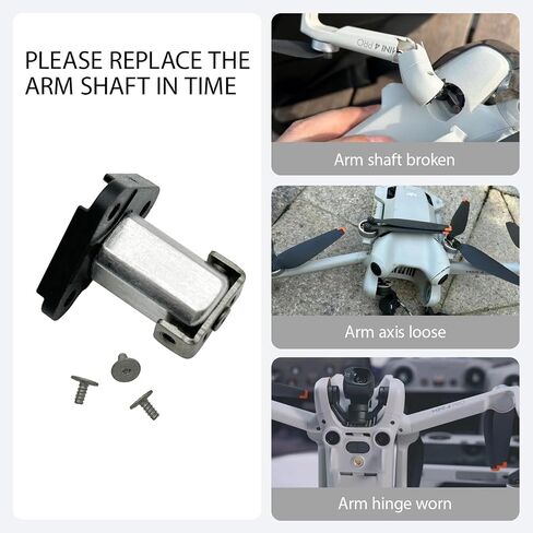 Front Arm Axis Replacement With 3Pcs Screws Repair Parts For Dji Mini 3/Dji Mini 4 Pro/Mini 5 Pro Front Arm Shaft Spare Parts Arm Pivot Hinge Drone Body Accessories in Kuwait