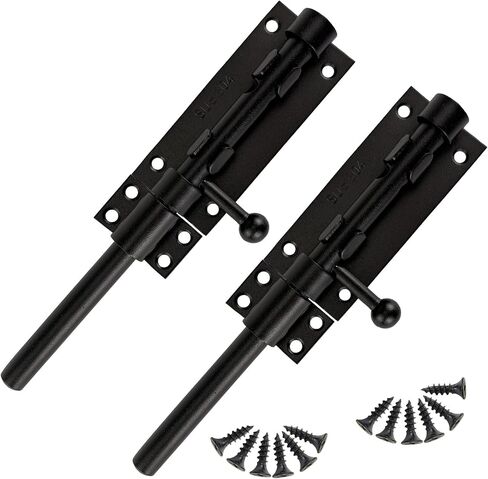 2Pack 304 Stainless Steel Slide Bolt Latches, Heavy-Duty Thickened Black Gate Door Latches, 8-Inch Security Bolt Locks for Shed, Fence, Barn, Garage (2 Pack) in Kuwait