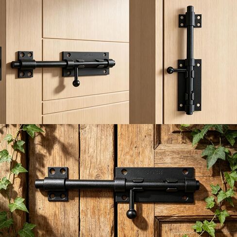2Pack 304 Stainless Steel Slide Bolt Latches, Heavy-Duty Thickened Black Gate Door Latches, 8-Inch Security Bolt Locks for Shed, Fence, Barn, Garage (2 Pack) in Kuwait