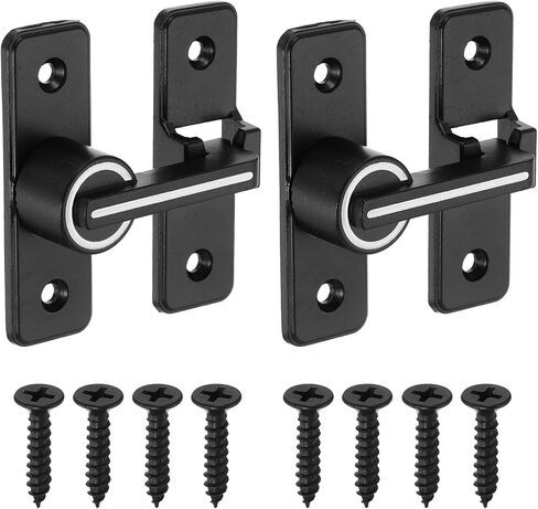 uxcell 2Pcs Barn Door Lock, 180 Degree Flip Barn Door Lock for Double Hinged & Sliding Doors, Zinc Alloy Sliding Security Latch with Screws for Garden Bathroom Garage, Luminous Black in Kuwait