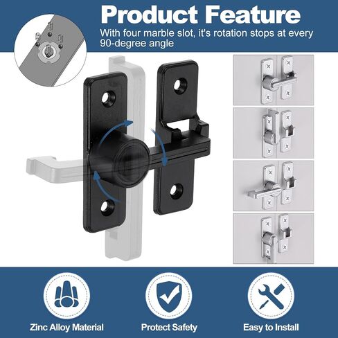 uxcell 2Pcs Barn Door Lock, 180 Degree Flip Barn Door Lock for Double Hinged & Sliding Doors, Zinc Alloy Sliding Security Latch with Screws for Garden Bathroom Garage, Luminous Black in Kuwait