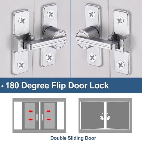 uxcell 2Pcs Barn Door Lock, 180 Degree Flip Barn Door Lock for Double Hinged & Sliding Doors, Zinc Alloy Sliding Security Latch with Screws for Garden Bathroom Garage, Luminous Black in Kuwait