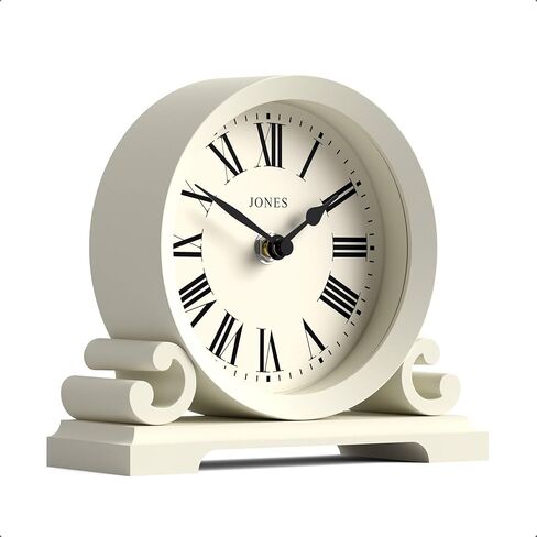JONES CLOCKS® Saloon Mantel Clock | Traditional Double Scroll Design | Black | Roman Numerals | Classic Style for Desk, Table, Shelf or Bedside in Saudi Arabia