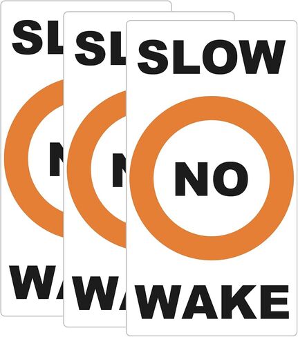 Tatuo 3 PCS Slow No Wake Label Decal - 24 x 13 Inch Reflective No Wake Buoy Zone Safety Sign for Outdoor Lake Recreation in Kuwait