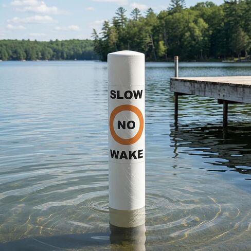Tatuo 3 PCS Slow No Wake Label Decal - 24 x 13 Inch Reflective No Wake Buoy Zone Safety Sign for Outdoor Lake Recreation in Kuwait