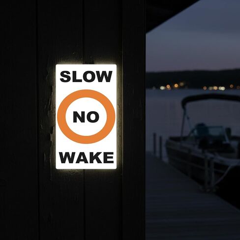 Tatuo 3 PCS Slow No Wake Label Decal - 24 x 13 Inch Reflective No Wake Buoy Zone Safety Sign for Outdoor Lake Recreation in Kuwait