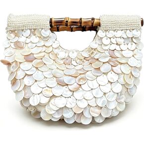 Shell Beaded Clutch Purse for Women Luxury Handmade Top Handle Bag Beach Evening Handbag for Summer Vacation in Saudi Arabia
