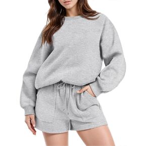 Short Sets for Women 2024 Fall Outfits Sweatsuit Sweatshirts & Shorts Set Workout Tracksuit Loungewear in Kuwait