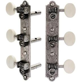 Golden Age Restoration Tuners for Slotted Peghead Guitar - Engraved Bell-end, Relic nickel in Saudi Arabia