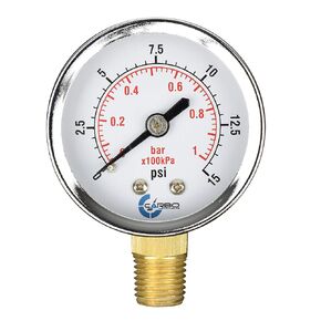 2" Pressure Gauge, Chrome Plated Steel Case, Dry, 0-15 psi/kPa, Lower Mount 1/4" NPT in Saudi Arabia