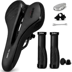 Ergonomic Bike Comfort Kit – High-Density Foam MTB Bicycle Seat & Anti-Slip Handlebar Grips – Bike Saddle and Lock-On Grips for Mountain Bike, Road, and Hybrid Bikes for Men & Women in Kuwait