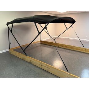 Cypress Rowe Outfitters Pontoon Boat Bimini Top, Square Tube Black Powder Coated Frame, Black Canvas, 8 to 12' Long, 8 1/2' Wide, Complete Premium Kit with Hardware Boot, Big League Biminis in Kuwait
