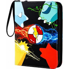 Trading Card Binder 4 Pocket, Card Binder 400 Pockets Card Book Holder with 50 Removable Sleeves, PU material and waterproof,Portable Collectible Game Card Albums Gifts for Boys and Girls in Saudi Arabia