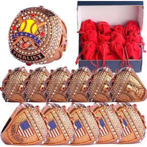 2 pcs Pack or 12 pcs Pack Softball Championship Trophy Ring Award Gift for Tournament Champion Team palyers Awards Trophy on Side Size 9.5 (12 pcs Bronze Generic Finalist Rings) in Saudi Arabia