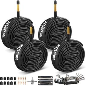 أنبوب دراجة 700c مقاس 28 بوصة 700x25-32c أنابيب داخلية للدراجة متوافقة مع إطارات دراجة 700x25C 700x28C 700X30C 700X32C مع مطاط بوتيل صمام شريدر 60 مم لدراجة المدينة/الطريق/الجبل مقاس 28 بوصة 4 عبوات in Kuwait