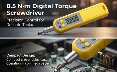 Luocute 0.5Nm Digital Torque Set, Small Design for Tight Spaces with Clear Digital Display and 4 Engineering Units, for Electronic Mechanical Maintenance in Kuwait