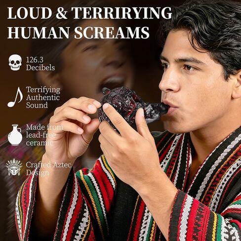 Baluue Aztec Death Whistle Loudest Real Human Scream Death Whistle, Scary Demon Skull Terrifying Halloween Noise Maker & Prank Device in Kuwait
