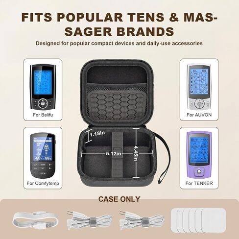 PAIYULE Carrying Case for TENS Unit for Belifu for AUVON, Muscle Stimulator Storage Organizer for Replacement Pads/Cables, Protective Portable Box with Adjustable Divider and Mesh Pocket(Box Only) in Kuwait