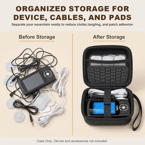 PAIYULE Carrying Case for TENS Unit for Belifu for AUVON, Muscle Stimulator Storage Organizer for Replacement Pads/Cables, Protective Portable Box with Adjustable Divider and Mesh Pocket(Box Only) in Kuwait