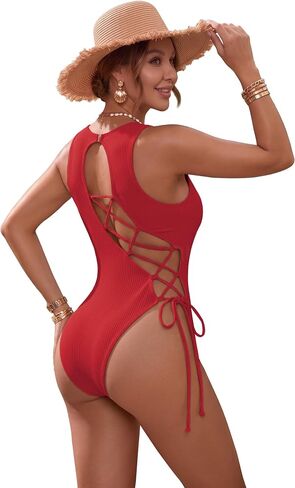SKAYS One Piece Swimsuit Women Sexy Tie High Cut Backless Waist Cinching Cute Bathing Suits for Vacation in Kuwait
