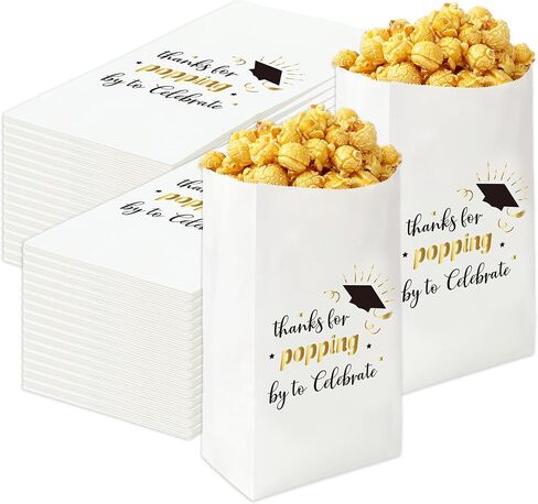 JarThenaAMCS 200Pcs Thanks for Popping By to Celebrate Popcorn Bag 2026 Graduation Treat Paper Bags Grease Resistant Candy Goodie Bags for Congrats Grad Party Cookie Snack Packing in Kuwait