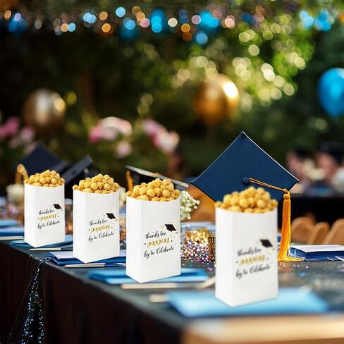 JarThenaAMCS 200Pcs Thanks for Popping By to Celebrate Popcorn Bag 2026 Graduation Treat Paper Bags Grease Resistant Candy Goodie Bags for Congrats Grad Party Cookie Snack Packing in Kuwait