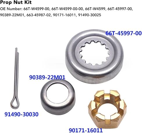 Propeller Nut Kit 66T W4599 00 Metal Proof Marine Prop Nut Installation Hardware Kit for Outboard Engine to in Kuwait